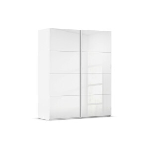 Goossens Excellent Kledingkast Finca Glans Glas, Slaapkamerkast 180 cm breed, 223 cm hoog, 2x 4 paneel glas schuifdeuren