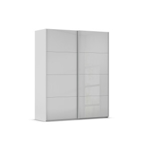 Goossens Excellent Kledingkast Finca Glans Glas, Slaapkamerkast 180 cm breed, 223 cm hoog, 2x 4 paneel glas schuifdeuren
