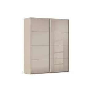 Goossens Excellent Kledingkast Finca Glans Glas, Slaapkamerkast 180 cm breed, 223 cm hoog, 2x 4 paneel glas schuifdeuren