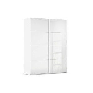 Goossens Excellent Kledingkast Finca Glans Glas, Slaapkamerkast 180 cm breed, 236 cm hoog, 2x 4 paneel glas schuifdeuren