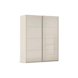 Goossens Excellent Kledingkast Finca Glans Glas, Slaapkamerkast 200 cm breed, 223 cm hoog, 2x 4 paneel glas schuifdeuren