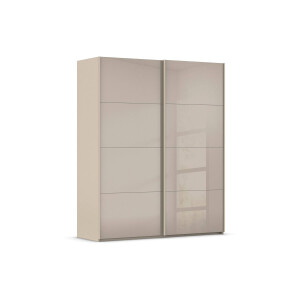 Goossens Excellent Kledingkast Finca Glans Glas, Slaapkamerkast 200 cm breed, 223 cm hoog, 2x 4 paneel glas schuifdeuren