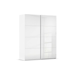 Goossens Excellent Kledingkast Finca Glans Glas, Slaapkamerkast 200 cm breed, 223 cm hoog, 2x 4 paneel glas schuifdeuren