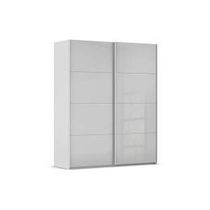 Goossens Excellent Kledingkast Finca Glans Glas, Slaapkamerkast 200 cm breed, 223 cm hoog, 2x 4 paneel glas schuifdeuren