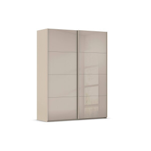 Goossens Excellent Kledingkast Finca Glans Glas, Slaapkamerkast 200 cm breed, 236 cm hoog, 2x 4 paneel glas schuifdeuren