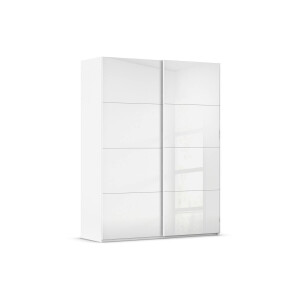 Goossens Excellent Kledingkast Finca Glans Glas, Slaapkamerkast 200 cm breed, 236 cm hoog, 2x 4 paneel glas schuifdeuren
