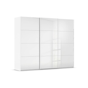 Goossens Excellent Kledingkast Finca Glans Glas, Slaapkamerkast 240 cm breed, 223 cm hoog, 3x 4 paneel glas schuifdeuren