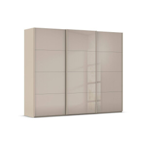 Goossens Excellent Kledingkast Finca Glans Glas, Slaapkamerkast 270 cm breed, 223cm hoog, 3x 4 paneel glas schuifdeuren