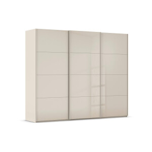 Goossens Excellent Kledingkast Finca Glans Glas, Slaapkamerkast 300 cm breed, 223 cm hoog, 3x 4 paneel glas schuifdeuren