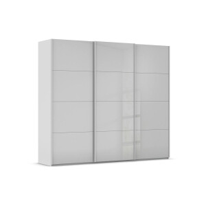 Goossens Excellent Kledingkast Finca Glans Glas, Slaapkamerkast 300 cm breed, 236 cm hoog, 3x 4 paneel glas schuifdeuren