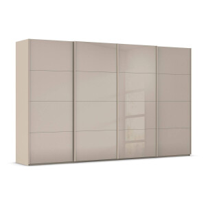 Goossens Excellent Kledingkast Finca Glans Glas, Slaapkamerkast 360 cm breed, 223 cm hoog, 4x 4 paneel glas schuifdeuren