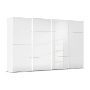 Goossens Excellent Kledingkast Finca Glans Glas, Slaapkamerkast 360 cm breed, 223 cm hoog, 4x 4 paneel glas schuifdeuren