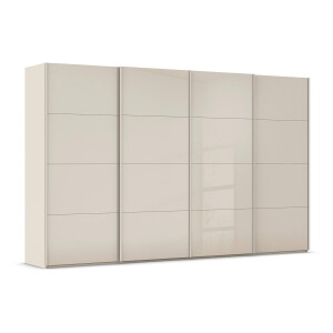 Goossens Excellent Kledingkast Finca Glans Glas, Slaapkamerkast 360 cm breed, 223 cm hoog, 4x 4 paneel glas schuifdeuren