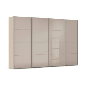 Goossens Excellent Kledingkast Finca Glans Glas, Slaapkamerkast 360 cm breed, 236 cm hoog, 4x 4 paneel glas schuifdeuren