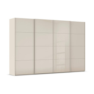 Goossens Excellent Kledingkast Finca Glans Glas, Slaapkamerkast 360 cm breed, 236 cm hoog, 4x 4 paneel glas schuifdeuren