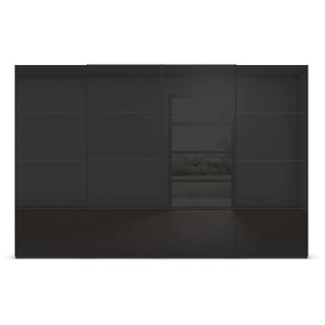 Goossens Excellent Kledingkast Finca Glans Sts, Slaapkamerkast 360 cm breed, 236 cm hoog, 4x 4 paneel glas schuifdeuren