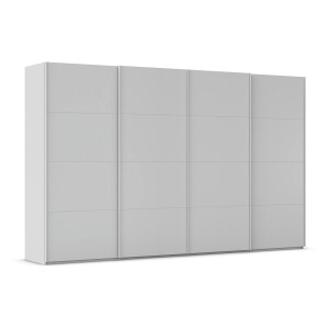 Goossens Excellent Kledingkast Finca Mat Glas, Slaapkamerkast 320 cm breed, 223 cm hoog, 4x 4 paneel glas schuifdeuren