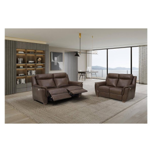 Goossens Excellent Relaxbank Vlore bruin, leer, 2,5-zits, stijlvol landelijk