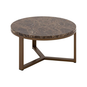 Goossens Excellent Salontafel Sombra rond, marmer bruin, elegant chic, 60 x 32 x 60 cm
