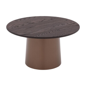 Goossens Excellent Salontafel Uniek rond, hout eiken bruin, elegant chic, 80 x 44 x 80 cm