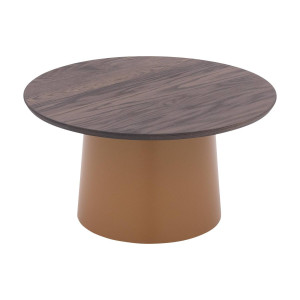 Goossens Excellent Salontafel Uniek rond, hout eiken donker bruin, elegant chic, 70 x 37 x 70 cm