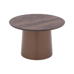 Goossens Excellent Salontafel Uniek rond, hout eiken donker bruin, elegant chic, 70 x 44 x 70 cm