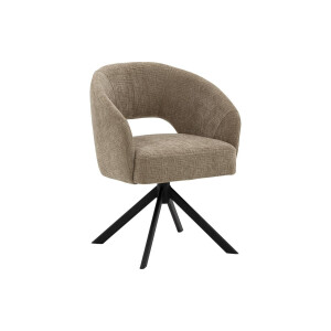 Goossens Excellent Stoel Ilse bruin stof graden draaibaar met autoreturn met armleuning, elegant chic