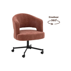 Goossens Excellent Stoel Roma rood stof graden draaibaar met autoreturn met armleuning en met wielen, elegant chic
