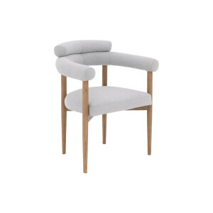Goossens Excellent Stoel Splinter met Massief Houten Frame grijs stof met armleuning, elegant chic