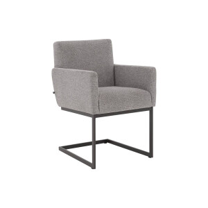 Goossens Excellent Stoel Tommie grijs stof met armleuning, urban industrieel