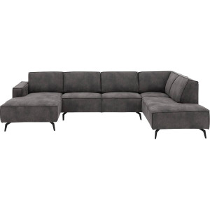 Goossens Hoekbank Hercules donkergrijs, microvezel, 2-zits, modern design met ligelement rechts
