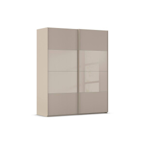 Goossens Kledingkast Finca Combi Glans-mat Glas, Slaapkamerkast 160 cm breed, 223 cm hoog, 2x 4 paneel (glas met glas mat combinatie) schuifdeuren