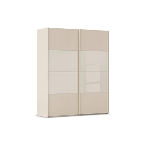Goossens Kledingkast Finca Combi Glans-mat Glas, Slaapkamerkast 160 cm breed, 223 cm hoog, 2x 4 paneel (glas met glas mat combinatie) schuifdeuren