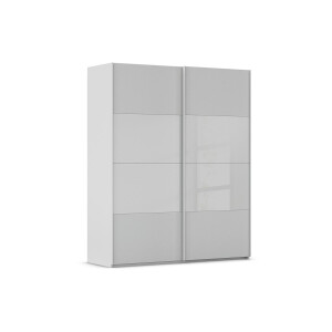 Goossens Kledingkast Finca Combi Glans-mat Glas, Slaapkamerkast 160 cm breed, 236 cm hoog, 2x 4 paneel (glas met glas mat combinatie) schuifdeuren