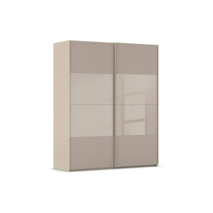 Goossens Kledingkast Finca Combi Glans-mat Glas, Slaapkamerkast 160 cm breed, 236 cm hoog, 2x 4 paneel (glas met glas mat combinatie) schuifdeuren