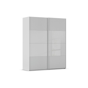 Goossens Kledingkast Finca Combi Glans-mat Glas, Slaapkamerkast 180 cm breed, 223 cm hoog, 2x 4 paneel (glas met glas mat combinatie) schuifdeuren