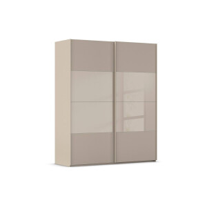 Goossens Kledingkast Finca Combi Glans-mat Glas, Slaapkamerkast 180 cm breed, 223 cm hoog, 2x 4 paneel (glas met glas mat combinatie) schuifdeuren