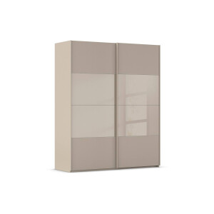 Goossens Kledingkast Finca Combi Glans-mat Glas, Slaapkamerkast 200 cm breed, 223 cm hoog, 2x 4 paneel (glas met glas mat combinatie) schuifdeuren