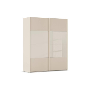 Goossens Kledingkast Finca Combi Glans-mat Glas, Slaapkamerkast 200 cm breed, 223 cm hoog, 2x 4 paneel (glas met glas mat combinatie) schuifdeuren