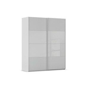 Goossens Kledingkast Finca Combi Glans-mat Glas, Slaapkamerkast 200 cm breed, 223 cm hoog, 2x 4 paneel (glas met glas mat combinatie) schuifdeuren