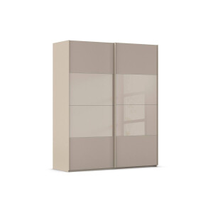 Goossens Kledingkast Finca Combi Glans-mat Glas, Slaapkamerkast 200 cm breed, 236 cm hoog, 2x 4 paneel (glas met glas mat combinatie) schuifdeuren
