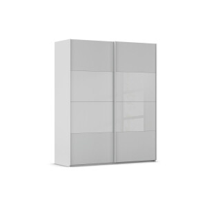 Goossens Kledingkast Finca Combi Glans-mat Glas, Slaapkamerkast 200 cm breed, 236 cm hoog, 2x 4 paneel (glas met glas mat combinatie) schuifdeuren