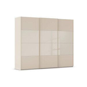 Goossens Kledingkast Finca Combi Glans-mat Glas, Slaapkamerkast 300 cm breed, 223 cm hoog, 3x 4 paneel (glas met glas mat combinatie) schuifdeuren