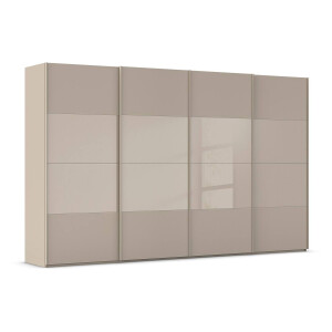 Goossens Kledingkast Finca Combi Glans-mat Glas, Slaapkamerkast 400 cm breed, 223 cm hoog, 4x 4 paneel (glas met glas mat combinatie) schuifdeuren