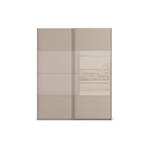 Goossens Kledingkast Finca Combi Sts, Slaapkamerkast 160 cm breed, 223 cm hoog, 2x 4 paneel (glas met glas mat combinatie) schuifdeuren