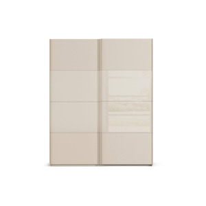 Goossens Kledingkast Finca Combi Sts, Slaapkamerkast 160 cm breed, 223 cm hoog, 2x 4 paneel (glas met glas mat combinatie) schuifdeuren