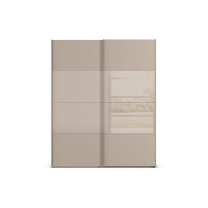 Goossens Kledingkast Finca Combi Sts, Slaapkamerkast 180 cm breed, 223 cm hoog, 2x 4 paneel (glas met glas mat combinatie) schuifdeuren