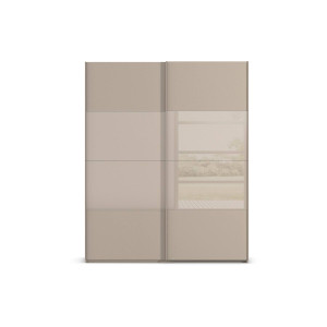 Goossens Kledingkast Finca Combi Sts, Slaapkamerkast 200 cm breed, 236 cm hoog, 2x 4 paneel (glas met glas mat combinatie) schuifdeuren