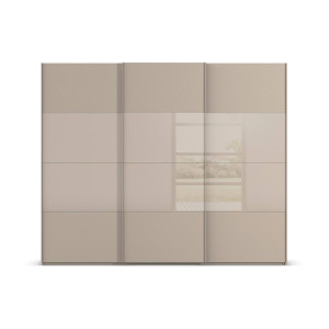Goossens Kledingkast Finca Combi Sts, Slaapkamerkast 240 cm breed, 223 cm hoog, 3x 4 paneel (glas met glas mat combinatie) schuifdeuren