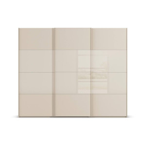 Goossens Kledingkast Finca Combi Sts, Slaapkamerkast 300 cm breed, 223 cm hoog, 3x 4 paneel (glas met glas mat combinatie) schuifdeuren
